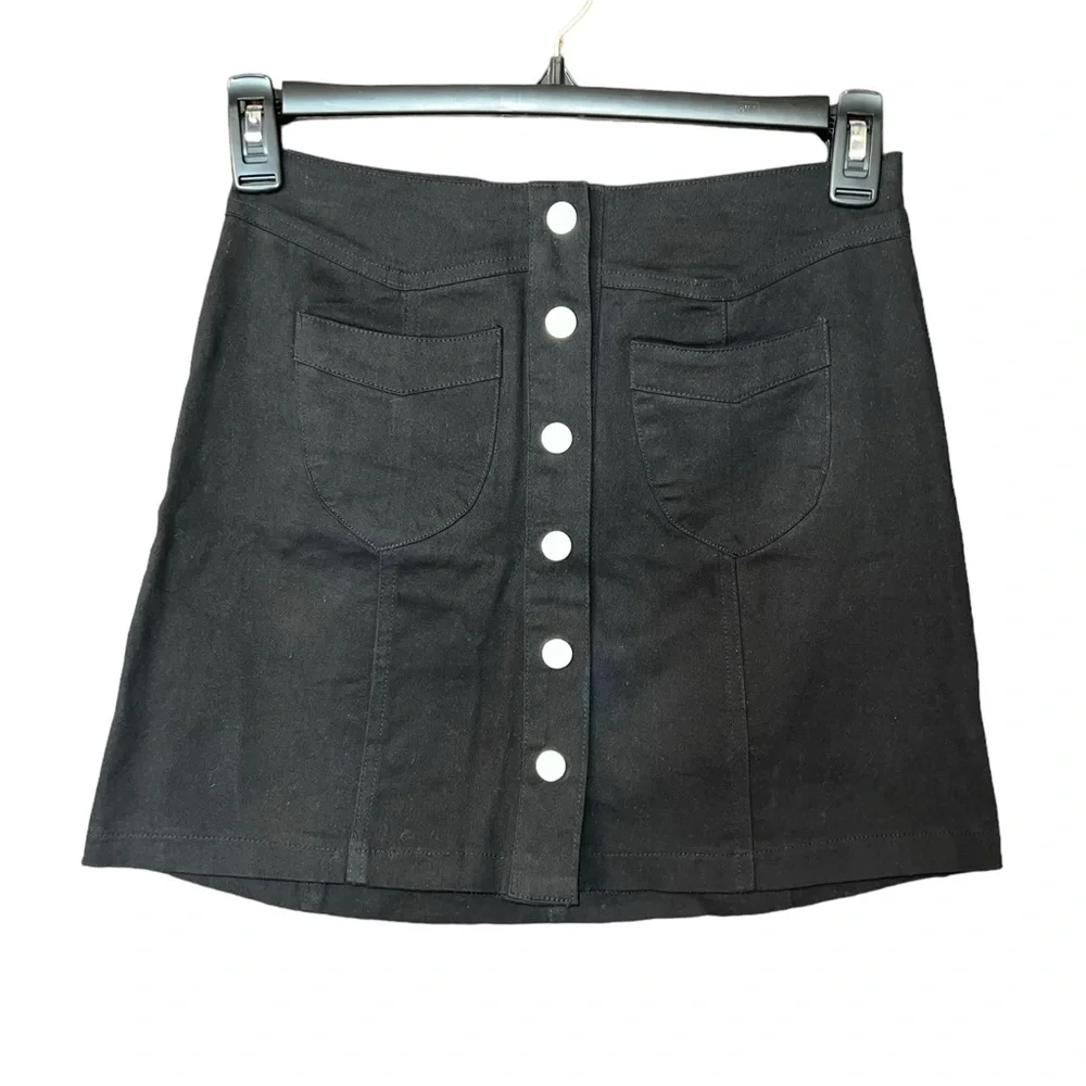 Charlotte Russe Black Mini Skirt with Front Buttons - Picture 1 of 5